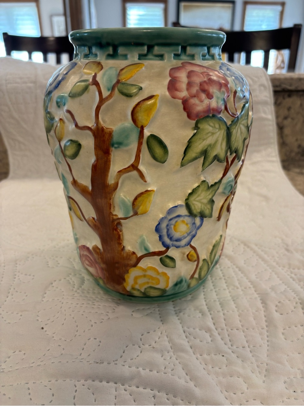 Vintage Indian tree handpainted Vase H.j. Wood staffordshire 1940’s